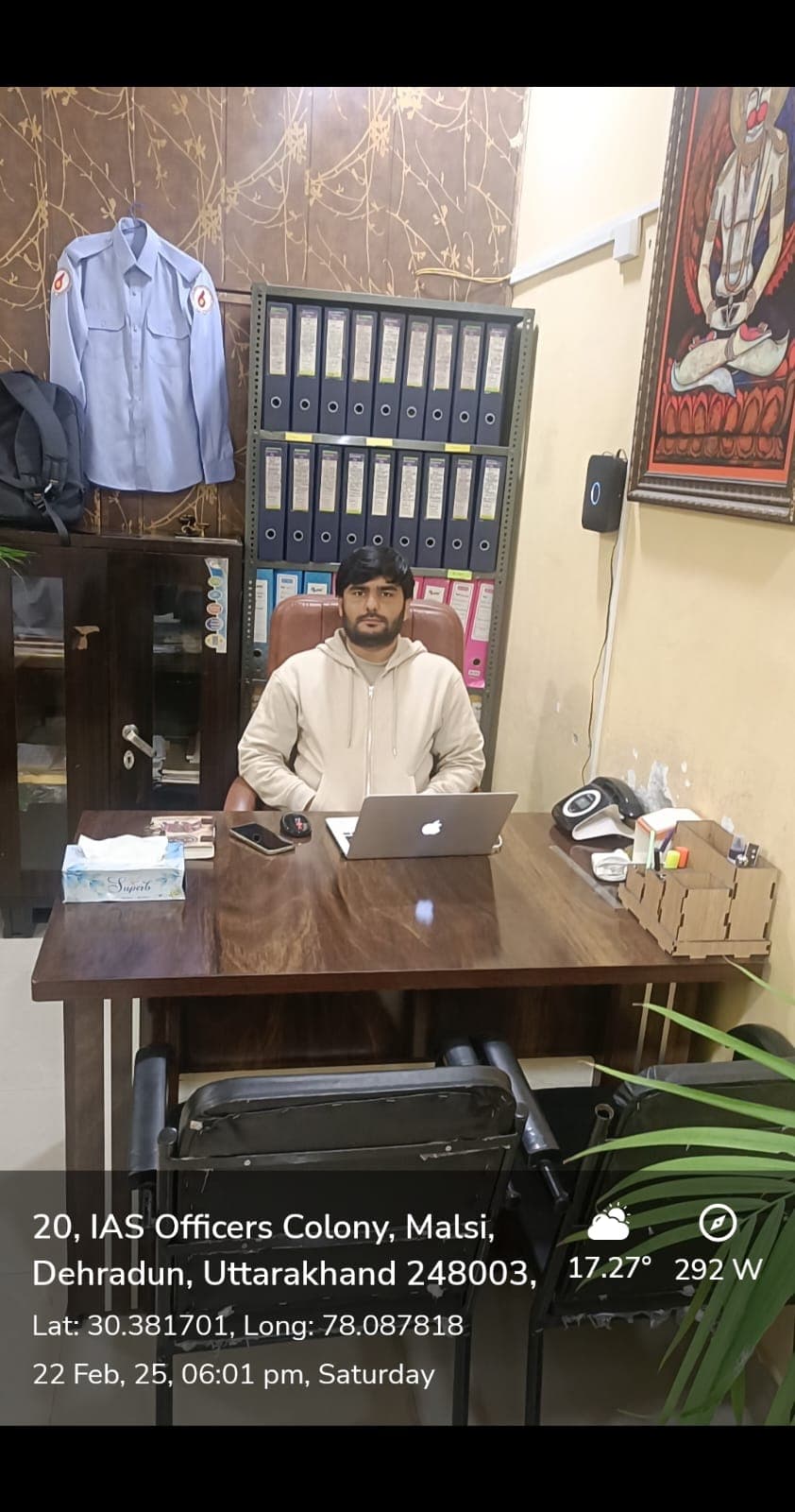 Arjun Chaudhary at his business office in Dehradun